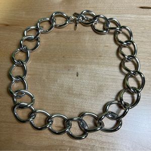 Monet Big Curb Link Chain Necklace Choker silver tone